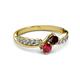 3 - Nicia Red Garnet and Ruby with Side Diamonds Bypass Ring 