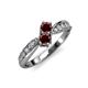 4 - Nicia Red Garnet with Side Diamonds Bypass Ring 