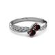3 - Nicia Red Garnet with Side Diamonds Bypass Ring 
