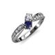 4 - Nicia Diamond and Blue Sapphire with Side Diamonds Bypass Ring 