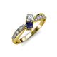 4 - Nicia Diamond and Blue Sapphire with Side Diamonds Bypass Ring 