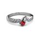 3 - Nicia Diamond and Ruby with Side Diamonds Bypass Ring 