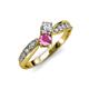 4 - Nicia Diamond and Pink Sapphire with Side Diamonds Bypass Ring 