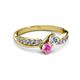 3 - Nicia Diamond and Pink Sapphire with Side Diamonds Bypass Ring 