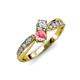 4 - Nicia Diamond and Pink Tourmaline with Side Diamonds Bypass Ring 