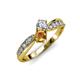 4 - Nicia Diamond and Citrine with Side Diamonds Bypass Ring 