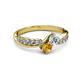 3 - Nicia Diamond and Citrine with Side Diamonds Bypass Ring 