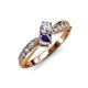 4 - Nicia Diamond and Iolite with Side Diamonds Bypass Ring 