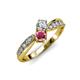 4 - Nicia Diamond and Rhodolite Garnet with Side Diamonds Bypass Ring 