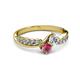 3 - Nicia Diamond and Rhodolite Garnet with Side Diamonds Bypass Ring 