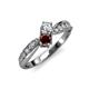 4 - Nicia Diamond and Red Garnet with Side Diamonds Bypass Ring 