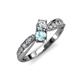4 - Nicia Diamond and Aquamarine with Side Diamonds Bypass Ring 