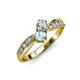 4 - Nicia Diamond and Aquamarine with Side Diamonds Bypass Ring 