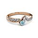 3 - Nicia Diamond and Aquamarine with Side Diamonds Bypass Ring 