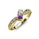 4 - Nicia Diamond and Amethyst with Side Diamonds Bypass Ring 