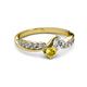 3 - Nicia Diamond and Yellow Sapphire with Side Diamonds Bypass Ring 