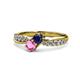 1 - Nicia Blue and Pink Sapphire with Side Diamonds Bypass Ring 