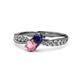 1 - Nicia Blue Sapphire and Pink Tourmaline with Side Diamonds Bypass Ring 