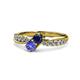1 - Nicia Blue Sapphire and Tanzanite with Side Diamonds Bypass Ring 