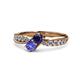 1 - Nicia Blue Sapphire and Tanzanite with Side Diamonds Bypass Ring 