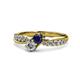 1 - Nicia Blue Sapphire and Diamond with Side Diamonds Bypass Ring 