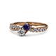 1 - Nicia Blue Sapphire and Diamond with Side Diamonds Bypass Ring 