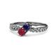 1 - Nicia Blue Sapphire and Ruby with Side Diamonds Bypass Ring 