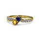 1 - Nicia Blue Sapphire and Citrine with Side Diamonds Bypass Ring 