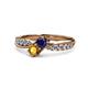 1 - Nicia Blue Sapphire and Citrine with Side Diamonds Bypass Ring 