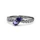 1 - Nicia Blue Sapphire and Iolite with Side Diamonds Bypass Ring 