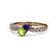 1 - Nicia Blue Sapphire and Peridot with Side Diamonds Bypass Ring 