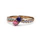 1 - Nicia Blue Sapphire and Rhodolite Garnet with Side Diamonds Bypass Ring 