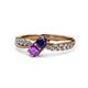 1 - Nicia Blue Sapphire and Amethyst with Side Diamonds Bypass Ring 
