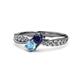 1 - Nicia Blue Sapphire and Blue Topaz with Side Diamonds Bypass Ring 