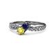 1 - Nicia Blue and Yellow Sapphire with Side Diamonds Bypass Ring 