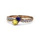 1 - Nicia Blue and Yellow Sapphire with Side Diamonds Bypass Ring 