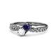 1 - Nicia Blue and White Sapphire with Side Diamonds Bypass Ring 