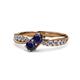 1 - Nicia Blue Sapphire with Side Diamonds Bypass Ring 