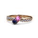 1 - Nicia Pink and Blue Sapphire with Side Diamonds Bypass Ring 