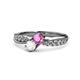 1 - Nicia Pink and White Sapphire with Side Diamonds Bypass Ring 