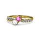 1 - Nicia Pink and White Sapphire with Side Diamonds Bypass Ring 