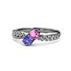 1 - Nicia Pink Sapphire and Tanzanite with Side Diamonds Bypass Ring 
