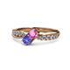 1 - Nicia Pink Sapphire and Tanzanite with Side Diamonds Bypass Ring 