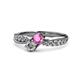 1 - Nicia Pink Sapphire and Diamond with Side Diamonds Bypass Ring 