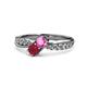 1 - Nicia Pink Sapphire and Ruby with Side Diamonds Bypass Ring 