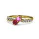 1 - Nicia Pink Sapphire and Ruby with Side Diamonds Bypass Ring 