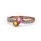 1 - Nicia Pink Sapphire and Citrine with Side Diamonds Bypass Ring 