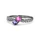 1 - Nicia Pink Sapphire and Iolite with Side Diamonds Bypass Ring 