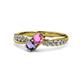1 - Nicia Pink Sapphire and Iolite with Side Diamonds Bypass Ring 