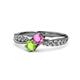 1 - Nicia Pink Sapphire and Peridot with Side Diamonds Bypass Ring 